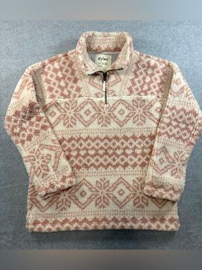 dylan Men’s Pink and Cream Sherpa Half-Zip Pullover